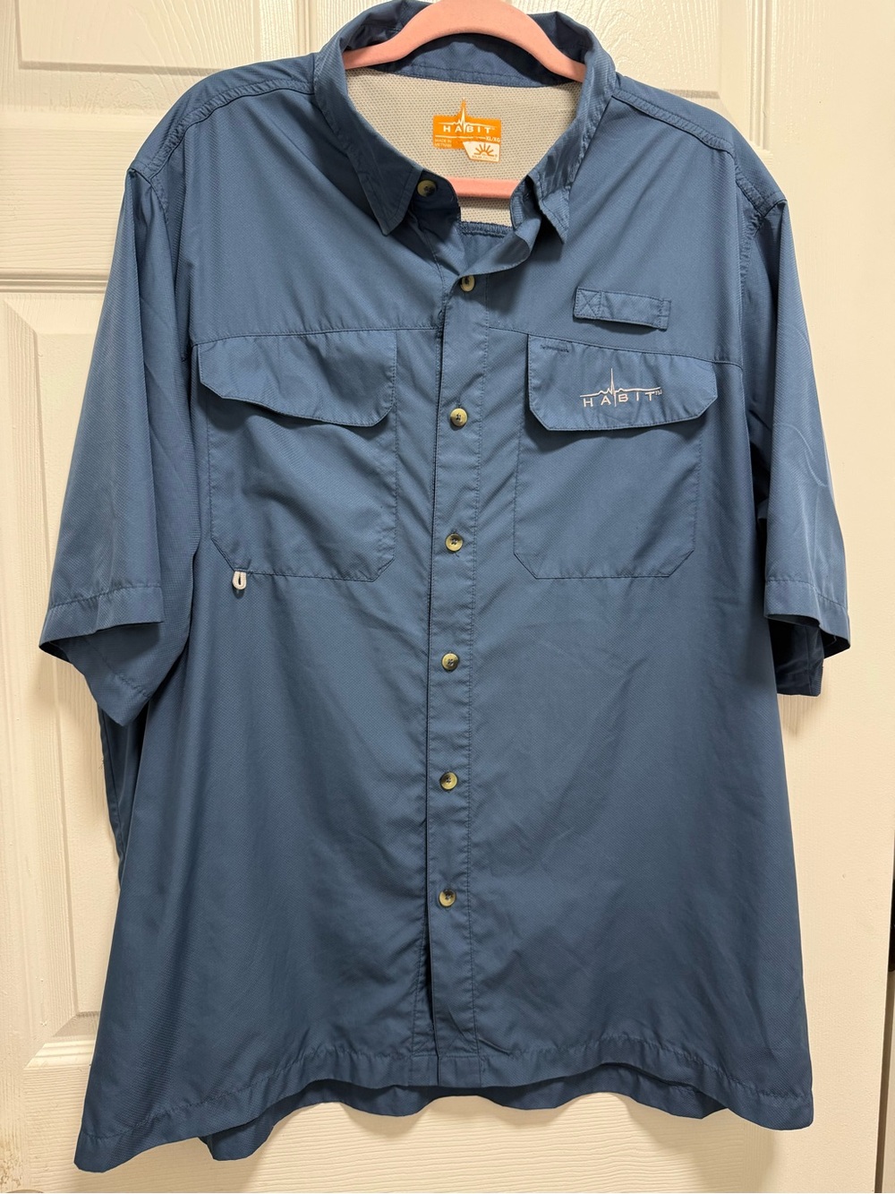Habit Fishing Shirt Solar Factor Blue Men's Size XL Short Sleeve